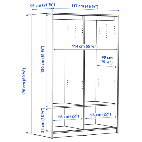 Kleppstad wardrobe store with 2 doors